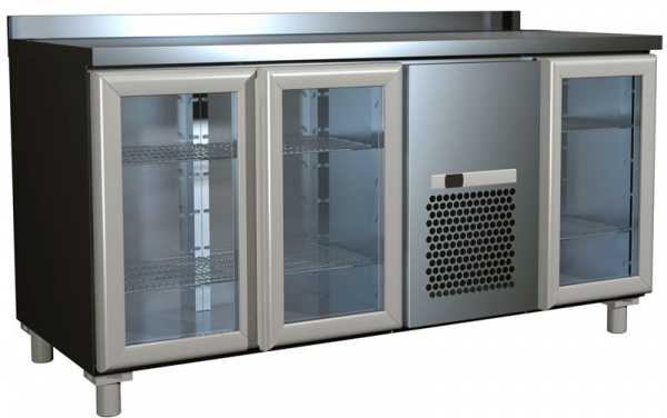 Стол холодильный CARBOMA T70 M3-1-G 9006-2 (3GNG/NT) корпус серый, с бортом