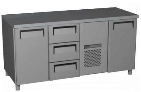 Стол холодильный CARBOMA T70 M3-1 0430-1 (3GN/NT) корпус нерж, 2 двери 3 ящ, без борта