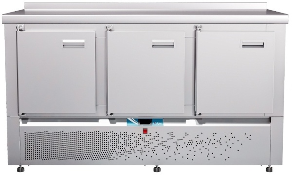 Стол холодильный ABAT СХС-70Н-02 с бортом, 3 двери