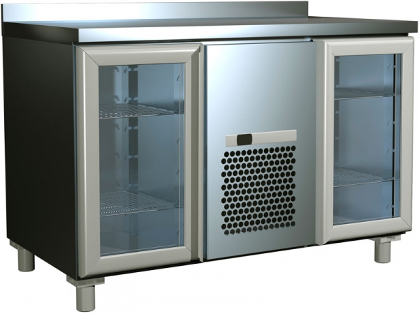 Стол холодильный CARBOMA T70 M2-1-G 9006-2 (2GNG/NT) корпус серый, с бортом