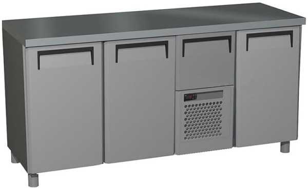 Стол холодильный CARBOMA T57 M3-1 9005-19 корпус черный, без борта, планка (BAR-360)