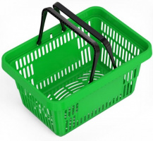 Корзина покупательская пластиковая Europos Group ROCK с 2 ручками, зеленая
