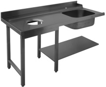 Стол для грязной посуды ELETTROBAR 75446 с мойкой и отверстием для мусора 1200x700)