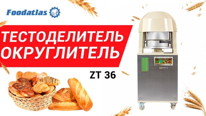 Видео тестоделитель округлитель для мелкоштучных изделий ZT 36, оборудование для пекарни