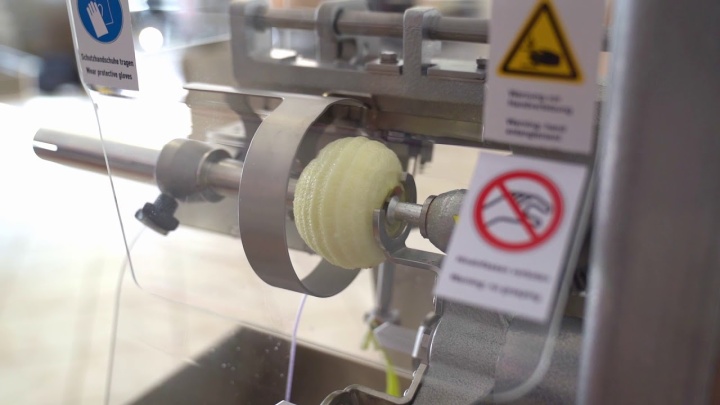Apfelbearbeitungsmaschine ASETM. Apple processing machine - coring, peeling, dividing. Obieraczka.