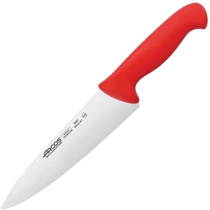 Нож поварской ARCOS 292122 сталь нерж., полипроп., L=333/200, B=50мм, красный, металлич.