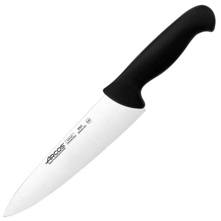 Нож поварской ARCOS 292125 сталь нерж., полипроп., L=333/200, B=50мм, черный, металлич.
