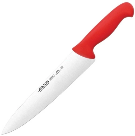 Нож поварской ARCOS 292222 сталь нерж., полипроп., L=387/250, B=51мм, красный, металлич.