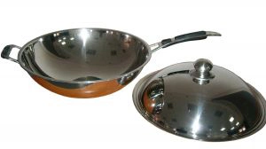 Сковорода вок ТЕХНО-ТТ для индукционной плиты с крышкой