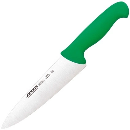 Нож поварской ARCOS 292121 сталь нерж., полипроп., L=333/200, B=50мм, зелен., металлич.