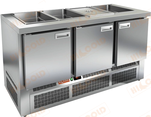 Cтол холодильный для салатов HICOLD SLE3-111GN O с крышкой (без борта)