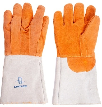 Перчатки для кондитера MATFER 773012 t=300C, кожа, L=43, B=19см, серый, оранжев.