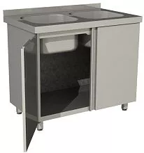 Стол производственный с распашными дверьми RESTOINOX СПЗР2М-14/6-БП с моечной ванной