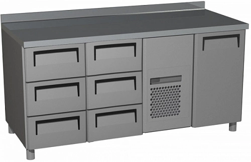Холодильный стол ПОЛЮС T70 M3-1 9006-2 (3GN/NT) корпус серый 1 дверь, 6 ящ, без борта