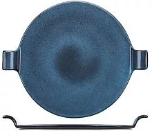 Блюдо Борисовская Керамика ФРФ88803364 фарфор, D=250, H=35мм, голуб., черный