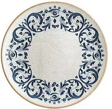 Тарелка мелкая BONNA Виенто VIEGRM25DZ фарфор, D=25 см, белый/синий