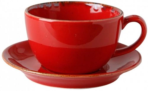 Чашка чайная PORLAND Seasons 322134 фарфор, 340 мл, D=13,5, H=6,6 см, красный