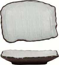 Блюдо прямоугольное P.L. Proff Cuisine Taiga 81229035 фарфор, L=26, B=20, H=3 см, белый/коричневый