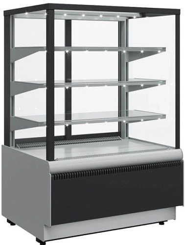 Витрина холодильная кондитерская CARBOMA KC70 VV 0,9-1 9006-9005 (ВХСв-0,9д Cube Люкс ТЕХНО)