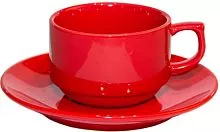 Чайная пара P.L. Proff Cuisine Бариста 81229814 фарфор, 180 мл, D=8,2, H=5,5 см, красный
