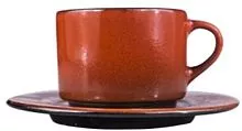 Пара чайная Борисовская Керамика ФРФ88802359 фарфор, 200мл, D=15, 5см, оранжев., черный