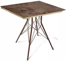 Стол SHEFFILTON SHT-TU2-1/ТT8 60/60 металл/керамика/дуб, медный/прозрачный лак/коричневая сепия