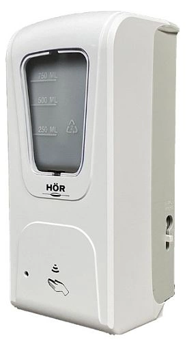 Дозатор для жидкого мыла и дезинфицирующих средств HÖR-DE-006A 1 л, пластик, белый
