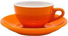Чайная пара P.L. Proff Cuisine Бариста 81223278 фарфор, 180 мл, D=9,5, H=5,5 см, оранжевый