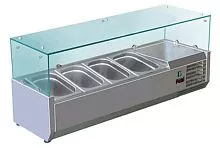 Витрина настольная холодильная KORECO 3*GN1/3 + 1*GN1/2-150 мм VRX1200380(395II)