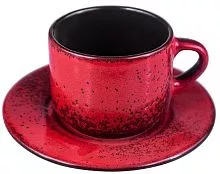 Пара чайная Борисовская Керамика ФРФ88802360 фарфор, 200мл, D=15, 5см, красный, черный