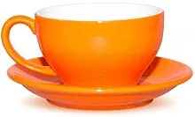 Чайная пара P.L. Proff Cuisine Бариста 81223793 фарфор, 300 мл, D=11, H=6,5 см, оранжевый