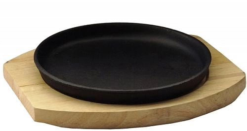 Сковорода круглая на деревянной подставке 220 мм [DSU-S-22U] кт518