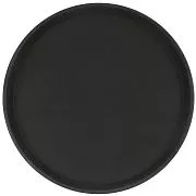 Поднос прорезиненный круглый LUXSTAHL 350х25 мм черный [1400CT Black]