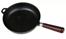 Сковорода чугунная 220/50 с деревянной ручкой LUXSTAHL [неR22] кт1499