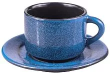 Пара кофейная Борисовская Керамика ФРФ88806364 фарфор, 80мл, голуб., черный