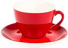 Чайная пара P.L. Proff Cuisine Бариста 81223307 фарфор, 200 мл, D=8,7, H= 6,4 см, красный