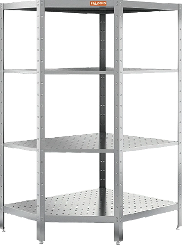 Стеллаж нержавеющий угловой перфорированный HICOLD НСКУВ-4/7 П