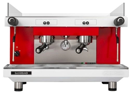 Кофемашина рожковая SANREMO Zoe SAP 2 низкие группы, бело-красный