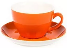 Чайная пара P.L. Proff Cuisine Бариста 81223303 фарфор, 300 мл, D=10, H=7 см, оранжевый