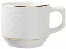 Чашка кофейная LUBIANA 2670-gold фарфор, 100мл, D=6, H=5, L=8см, белый, золотой