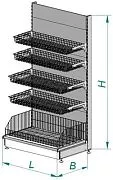 Стеллаж пристенный прямой овощной КУПЕЦ 1000х500х2200 (300-400-400) МАРИХОЛОДМАШ