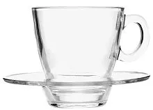 Чайная пара PASABAHCE Аква 95040 стекло, 215 мл, D=8,2,H=8,3 см, прозрачный
