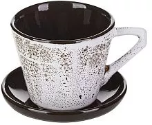 Пара чайная Борисовская Керамика ТИР00005601 керамика, 200мл, D=9см, белый, коричнев.