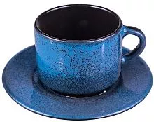 Пара чайная Борисовская Керамика ФРФ88802364 фарфор, 200мл, D=15, 5/17см, голуб., черный