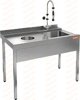 Стол для грязной посуды HICOLD НСДПМ-12/7,4БЛ с отверстием для отходов