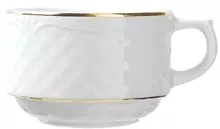 Чашка чайная LUBIANA 2606-gold фарфор, 190мл, D=80, H=55мм, белый, золотой