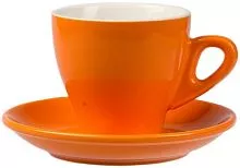 Кофейная пара P.L. Proff Cuisine Бариста 81223286 фарфор, 280 мл, D=9, H=8,5 см, оранжевый